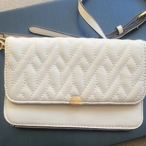 Nine West White Quilted Crossbody Bag